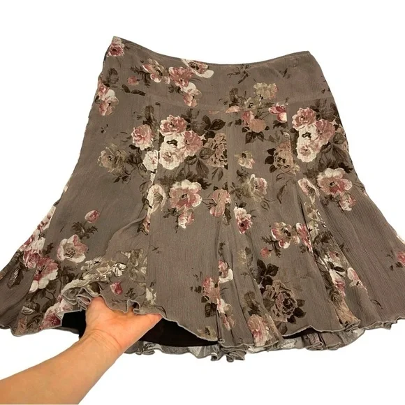 Vintage Jacob A line floral mini Skirt size 7/8 brown floral - Picture 2 of 15